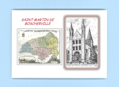 Cartes Postales impression Noir avec dpartement sur la ville de ST MARTIN DE BOSCHERVILLE Titre : abbaye