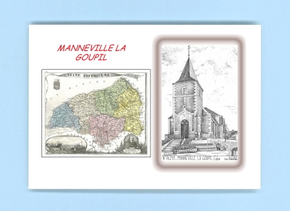 Cartes Postales impression Noir avec dpartement sur la ville de MANNEVILLE LA GOUPIL Titre : eglise