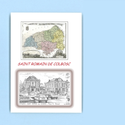 Cartes Postales impression Noir avec dpartement sur la ville de ST ROMAIN DE COLBOSC Titre : place th benoist