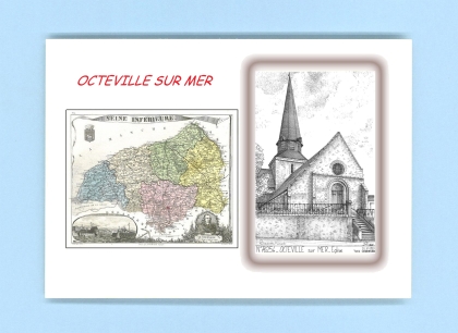 Cartes Postales impression Noir avec dpartement sur la ville de OCTEVILLE SUR MER Titre : eglise