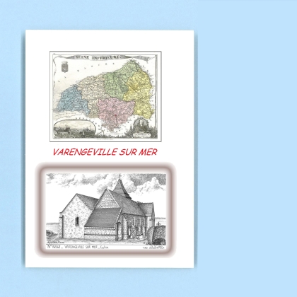 Cartes Postales impression Noir avec dpartement sur la ville de VARENGEVILLE SUR MER Titre : eglise