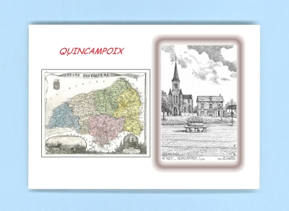 Cartes Postales impression Noir avec dpartement sur la ville de QUINCAMPOIX Titre : eglise