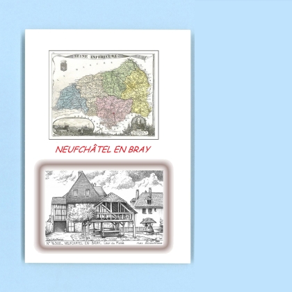 Cartes Postales impression Noir avec dpartement sur la ville de NEUFCHATEL EN BRAY Titre : cour du musee