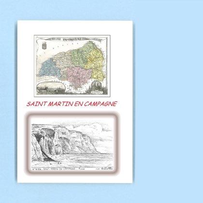 Cartes Postales impression Noir avec dpartement sur la ville de ST MARTIN EN CAMPAGNE Titre : plage