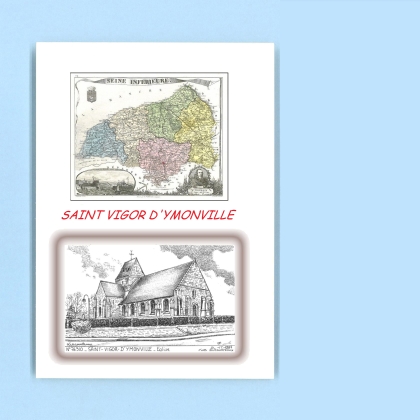 Cartes Postales impression Noir avec dpartement sur la ville de ST VIGOR D YMONVILLE Titre : eglise