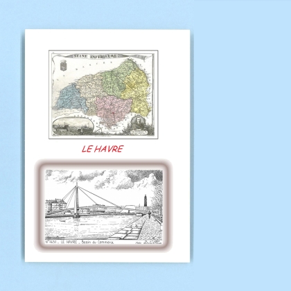 Cartes Postales impression Noir avec dpartement sur la ville de LE HAVRE Titre : bassin du commerce