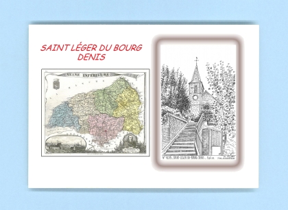 Cartes Postales impression Noir avec dpartement sur la ville de ST LEGER DU BOURG DENIS Titre : eglise