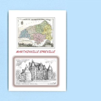 Cartes Postales impression Noir avec dpartement sur la ville de MARTAINVILLE EPREVILLE Titre : chateau