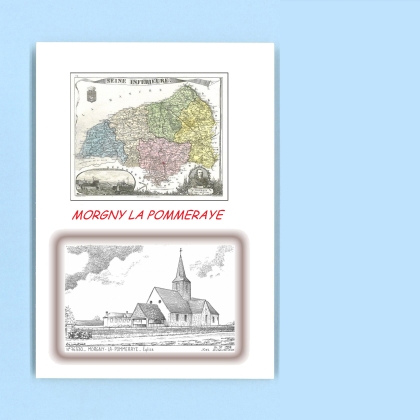 Cartes Postales impression Noir avec dpartement sur la ville de MORGNY LA POMMERAYE Titre : eglise
