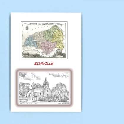 Cartes Postales impression Noir avec dpartement sur la ville de BIERVILLE Titre : eglise
