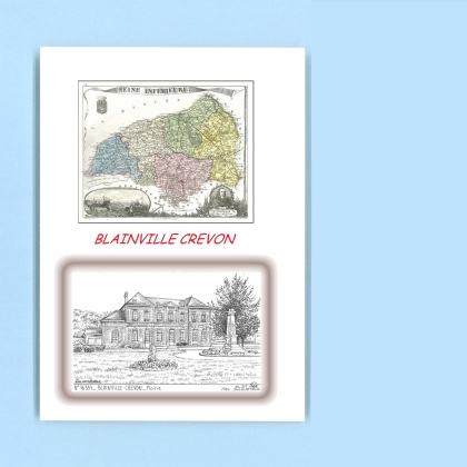 Cartes Postales impression Noir avec dpartement sur la ville de BLAINVILLE CREVON Titre : mairie