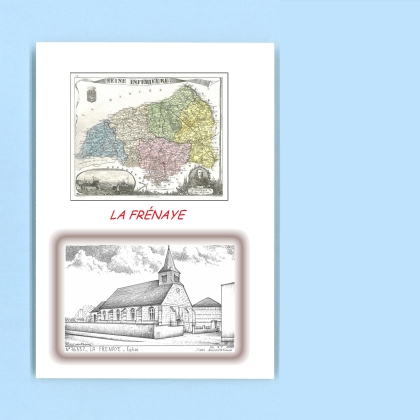 Cartes Postales impression Noir avec dpartement sur la ville de LA FRENAYE Titre : eglise