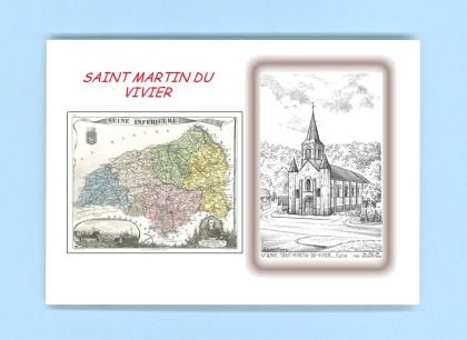 Cartes Postales impression Noir avec dpartement sur la ville de ST MARTIN DU VIVIER Titre : eglise