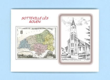 Cartes Postales impression Noir avec dpartement sur la ville de SOTTEVILLE LES ROUEN Titre : eglise st vincent de paul