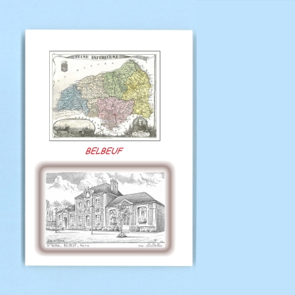 Cartes Postales impression Noir avec dpartement sur la ville de BELBEUF Titre : mairie