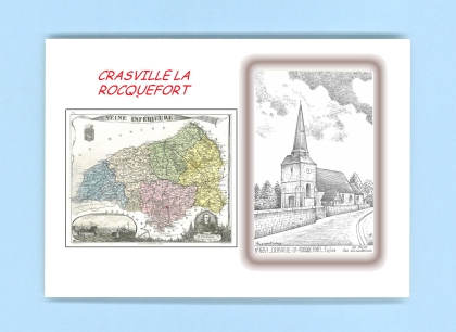 Cartes Postales impression Noir avec dpartement sur la ville de CRASVILLE LA ROCQUEFORT Titre : eglise