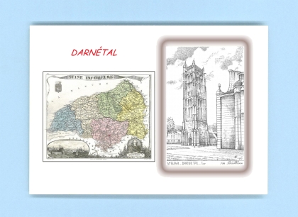 Cartes Postales impression Noir avec dpartement sur la ville de DARNETAL Titre : tour