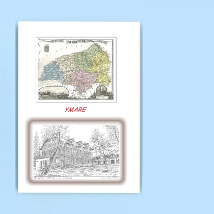 Cartes Postales impression Noir avec dpartement sur la ville de YMARE Titre : le chateau