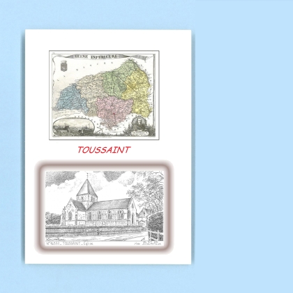 Cartes Postales impression Noir avec dpartement sur la ville de TOUSSAINT Titre : eglise