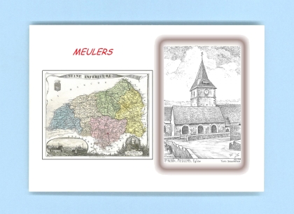 Cartes Postales impression Noir avec dpartement sur la ville de MEULERS Titre : eglise