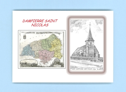 Cartes Postales impression Noir avec dpartement sur la ville de DAMPIERRE ST NICOLAS Titre : eglise