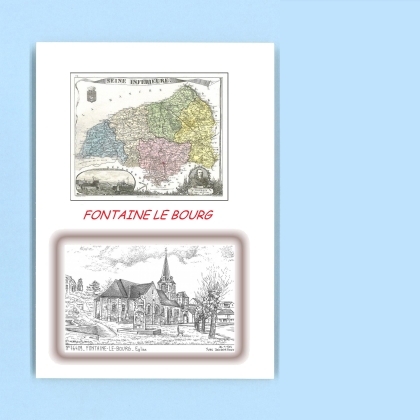 Cartes Postales impression Noir avec dpartement sur la ville de FONTAINE LE BOURG Titre : eglise