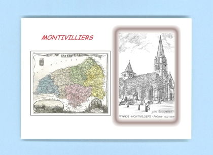 Cartes Postales impression Noir avec dpartement sur la ville de MONTIVILLIERS Titre : abbaye