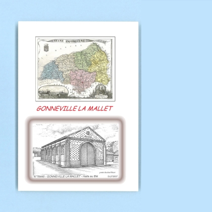 Cartes Postales impression Noir avec dpartement sur la ville de GONNEVILLE LA MALLET Titre : halle au ble
