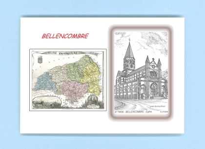 Cartes Postales impression Noir avec dpartement sur la ville de BELLENCOMBRE Titre : eglise
