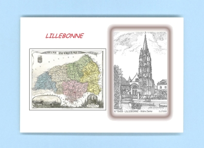 Cartes Postales impression Noir avec dpartement sur la ville de LILLEBONNE Titre : notre dame
