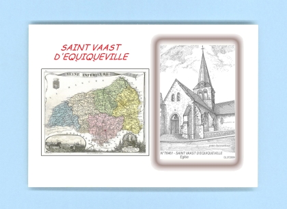 Cartes Postales impression Noir avec dpartement sur la ville de ST VAAST D EQUIQUEVILLE Titre : eglise