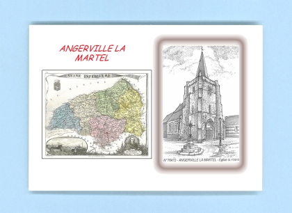Cartes Postales impression Noir avec dpartement sur la ville de ANGERVILLE LA MARTEL Titre : eglise
