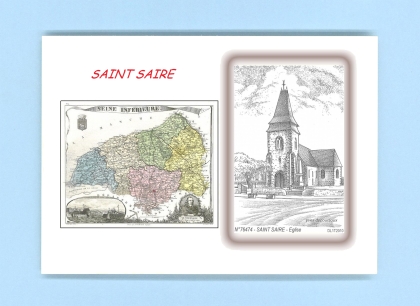 Cartes Postales impression Noir avec dpartement sur la ville de ST SAIRE Titre : eglise