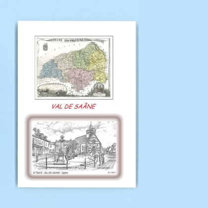 Cartes Postales impression Noir avec dpartement sur la ville de VAL DE SAANE Titre : eglise
