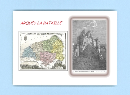 Cartes Postales impression Noir avec dpartement sur la ville de ARQUES LA BATAILLE Titre : chateau