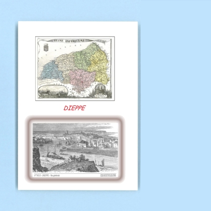 Cartes Postales impression Noir avec dpartement sur la ville de DIEPPE Titre : vue generale