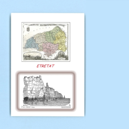 Cartes Postales impression Noir avec dpartement sur la ville de ETRETAT Titre : falaise