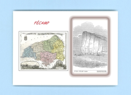 Cartes Postales impression Noir avec dpartement sur la ville de FECAMP Titre : rocher