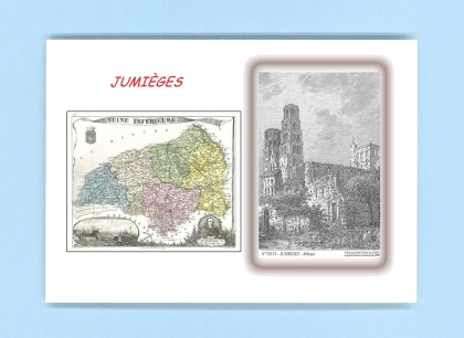 Cartes Postales impression Noir avec dpartement sur la ville de JUMIEGES Titre : abbaye