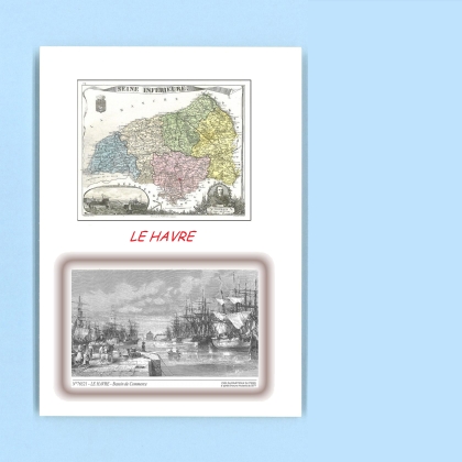 Cartes Postales impression Noir avec dpartement sur la ville de LE HAVRE Titre : bassin de commerce