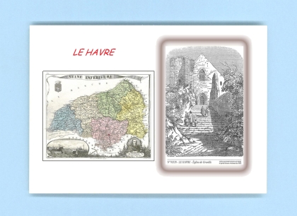 Cartes Postales impression Noir avec dpartement sur la ville de LE HAVRE Titre : eglise de graville