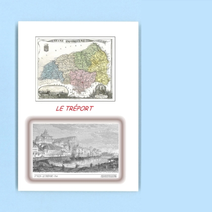 Cartes Postales impression Noir avec dpartement sur la ville de LE TREPORT Titre : port