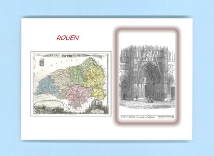 Cartes Postales impression Noir avec dpartement sur la ville de ROUEN Titre : portail de la cathedrale