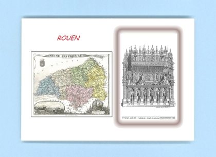 Cartes Postales impression Noir avec dpartement sur la ville de ROUEN Titre : cathedrale, tombe d amboise