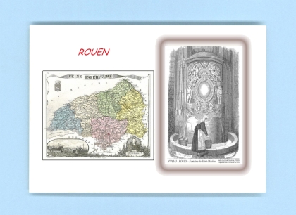 Cartes Postales impression Noir avec dpartement sur la ville de ROUEN Titre : fontaine de st maclou