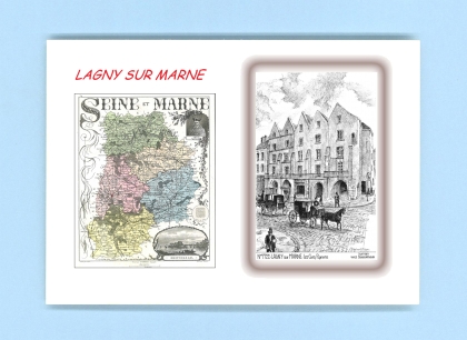 Cartes Postales impression Noir avec dpartement sur la ville de LAGNY SUR MARNE Titre : les cinq pignons