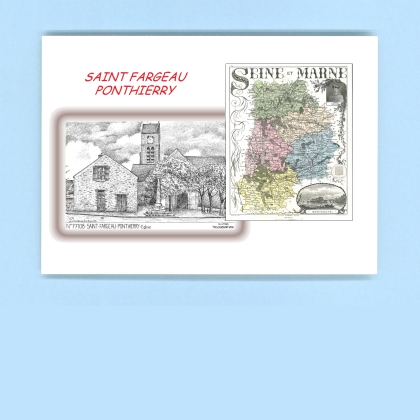 Cartes Postales impression Noir avec dpartement sur la ville de ST FARGEAU PONTHIERRY Titre : eglise