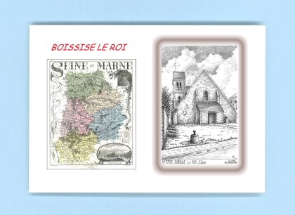 Cartes Postales impression Noir avec dpartement sur la ville de BOISSISE LE ROI Titre : eglise