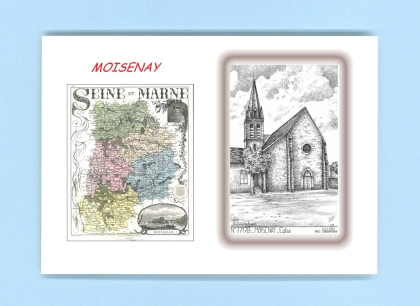 Cartes Postales impression Noir avec dpartement sur la ville de MOISENAY Titre : eglise