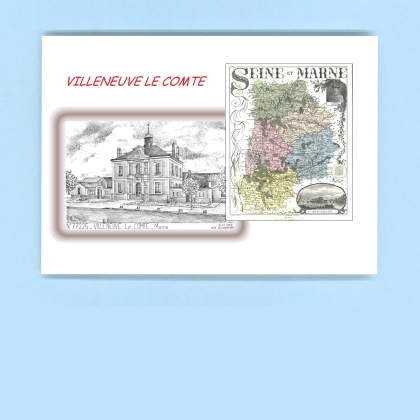 Cartes Postales impression Noir avec dpartement sur la ville de VILLENEUVE LE COMTE Titre : mairie